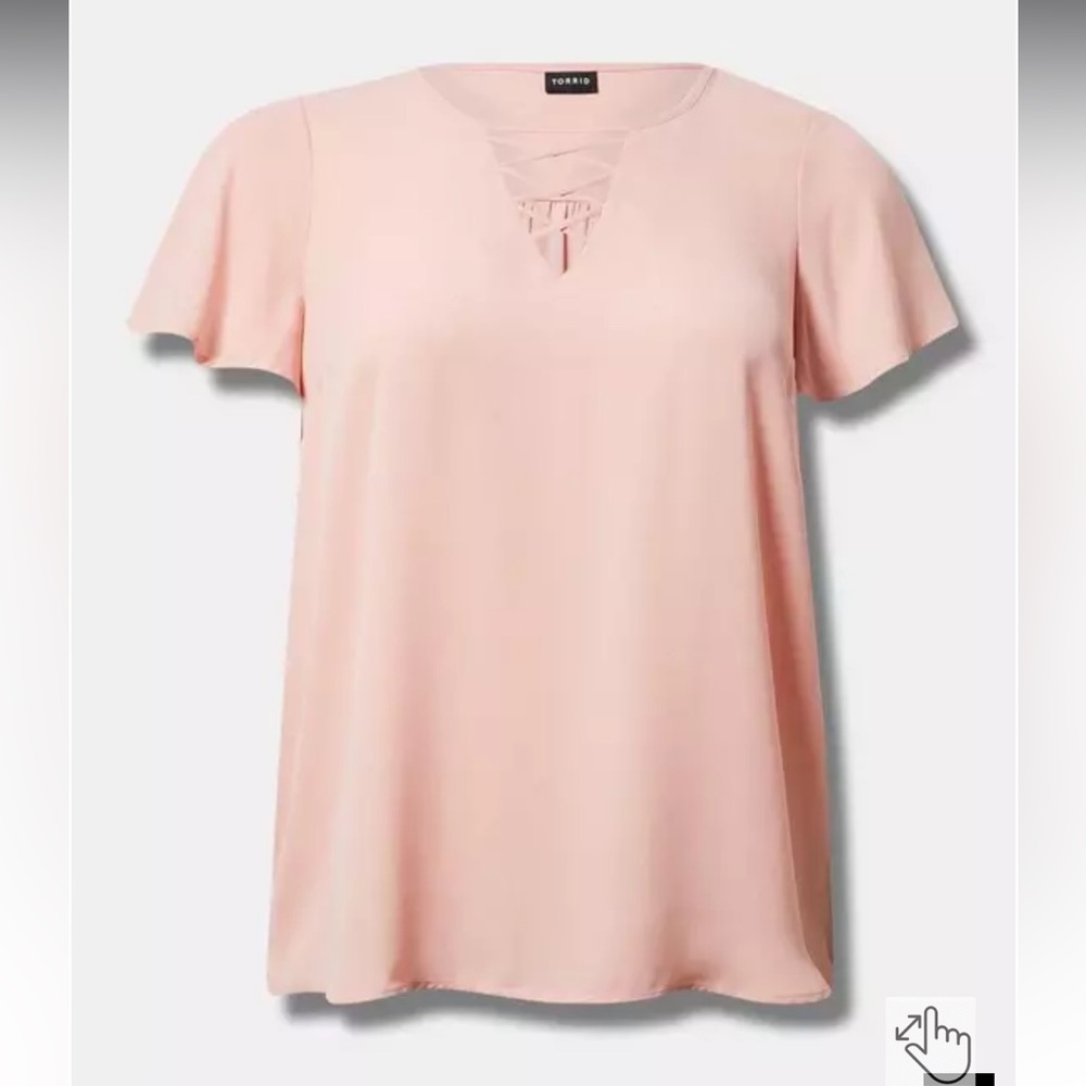 Torrid Georgette Lattice V-Neck Flutter Sleeve Blouse
